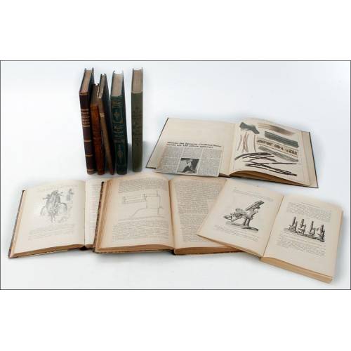 Lot of 9 antique books on Microscopy. Germany, XIX Century
