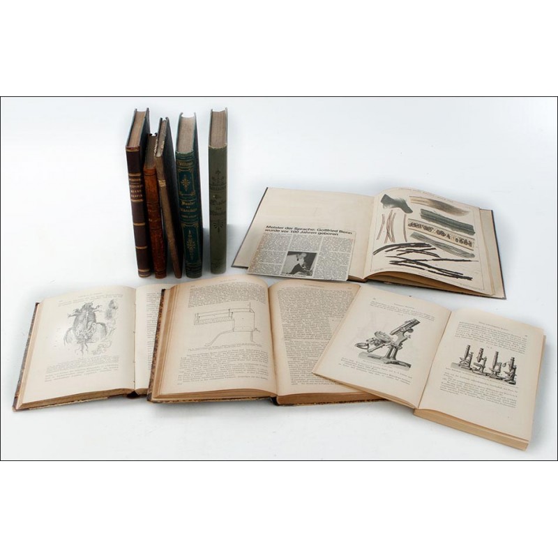 Lote de 9 Libros Antiguos Sobre Microscopía. Alemania, Siglo XIX