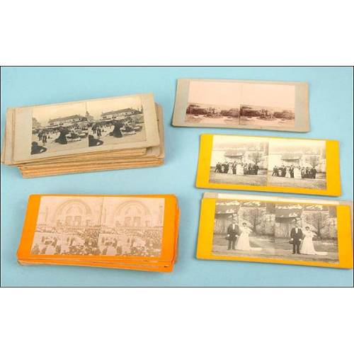 Lot of 48 stereoscopic photos. 1910