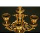 Spectacular Mantel Clock with Pair of Candelabra. Set of Bronze S. XIX