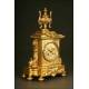 Spectacular Mantel Clock with Pair of Candelabra. Set of Bronze S. XIX