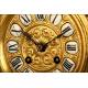 Spectacular Mantel Clock with Pair of Candelabra. Set of Bronze S. XIX