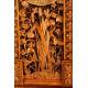 Fantastic Hand Carved Cypress Wood Wall Clock. XIX Century