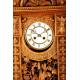 Fantastic Hand Carved Cypress Wood Wall Clock. XIX Century