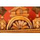 Fantastic Hand Carved Cypress Wood Wall Clock. XIX Century