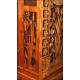 Fantastic Hand Carved Cypress Wood Wall Clock. XIX Century