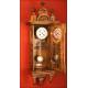 Fantastic Hand Carved Cypress Wood Wall Clock. XIX Century