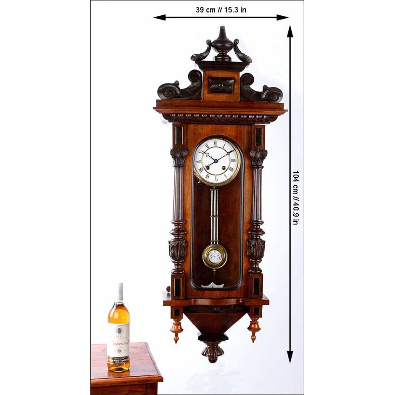 Clásico Reloj de Pared Antiguo Fabricado por Gustav Becker. Alemania, Siglo  XIX