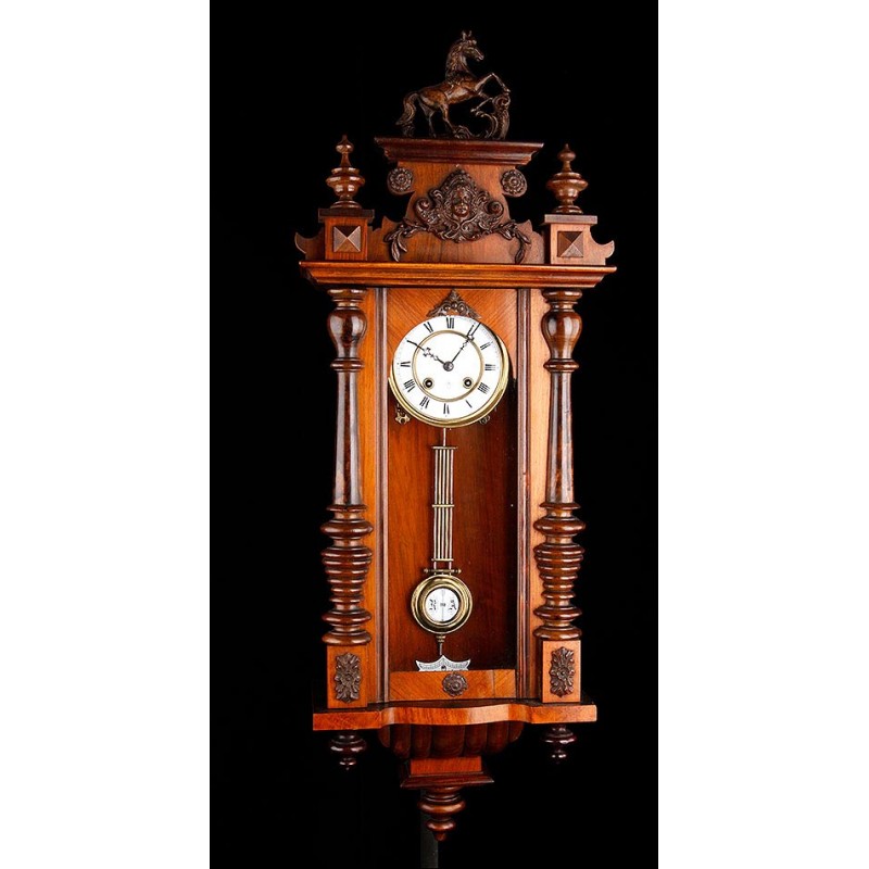 Impresionante Reloj de Pared Gustav Becker. Alemania, 1900. Magnífico Estado