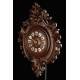 Fantastic Wall Clock with Carved Solid Wood Case. France, Circa 1870