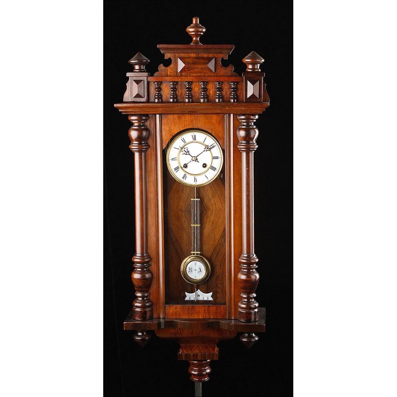 Magnífico Reloj de Pared Perfectamente Restaurado y Funcionando. Alemania, Ca. 1890