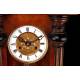 Elegante Reloj de Pared Antiguo Marca Kienzle. Alemania, Finales del S. XIX. Funcionando