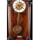 Elegante Reloj de Pared Antiguo Marca Kienzle. Alemania, Finales del S. XIX. Funcionando