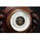 Antique French Wall Clock with Barometer and Thermometer. Circa 1900