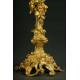 Gran Reloj Monumental Francés con Pareja de Candelabros de Bronce, Ca. 1.820. Funciona Perfectamente