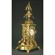 Large French Mantel Clock with Candelabra, 19th Century. Made in Bronze