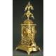 Large French Mantel Clock with Candelabra, 19th Century. Made in Bronze