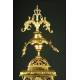 Large French Mantel Clock with Candelabra, 19th Century. Made in Bronze