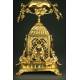 Large French Mantel Clock with Candelabra, 19th Century. Made in Bronze