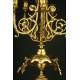 Large French Mantel Clock with Candelabra, 19th Century. Made in Bronze