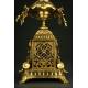 Gran Reloj de Sobremesa Francés con Candelabros, S. XIX. Realizado en Bronce