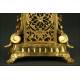 Large French Mantel Clock with Candelabra, 19th Century. Made in Bronze