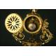 Reloj de Sobremesa con Pareja de Candelabros. Francia, Ca. 1860. Porcelana Firmada y Bronce