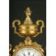 French Mantel Clock with Candelabra, Circa 1.870. Signed and Working.