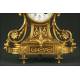 French Mantel Clock with Candelabra, Circa 1.870. Signed and Working.