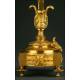 French Mantel Clock with Candelabra, Circa 1.870. Signed and Working.