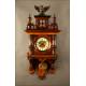 Carved Walnut Wall Clock, ca. 1890. In Perfect Working Condition