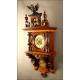 Carved Walnut Wall Clock, ca. 1890. In Perfect Working Condition