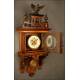 Carved Walnut Wall Clock, ca. 1890. In Perfect Working Condition