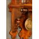 Carved Walnut Wall Clock, ca. 1890. In Perfect Working Condition
