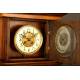 Carved Walnut Wall Clock, ca. 1890. In Perfect Working Condition