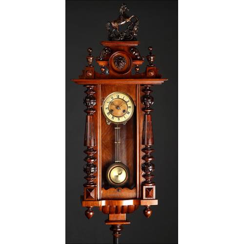 Elegant German Wall Clock from 1900. Beautifully Restored and Functioning