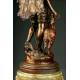 French 19th Century Marble Clock with Bronze Sculpture. Working Fine.