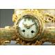 French 19th Century Marble Clock with Bronze Sculpture. Working Fine.