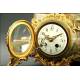 French 19th Century Marble Clock with Bronze Sculpture. Working Fine.