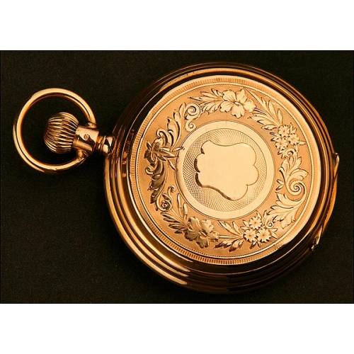 Reloj de Bolsillo Saboneta, Suiza, Oro 14K, Año 1880