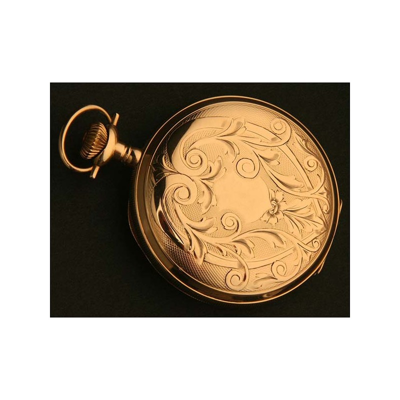 Reloj Saboneta de Bolsillo Elgin, USA, Oro Macizo, Año 1911