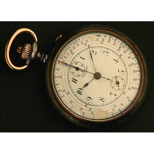 Reloj de Bolsillo Lepine, Cronógrafo, Taquímetro, Suiza, Año 1890