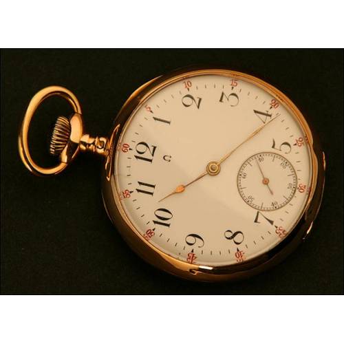Reloj de Bolsillo Lepine Suizo, Omega Watch Co., Oro 18K, Año 1910