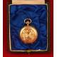 Lady's Pocket Watch in Solid Gold. Three Covers. Original Case. Circa 1880.