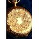 Lady's Pocket Watch in Solid Gold. Three Covers. Original Case. Circa 1880.