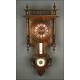 Wall Clock with Thermometer and Barometer. France, S. XIX. In Solid Wood and Working