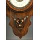 Wall Clock with Thermometer and Barometer. France, S. XIX. In Solid Wood and Working