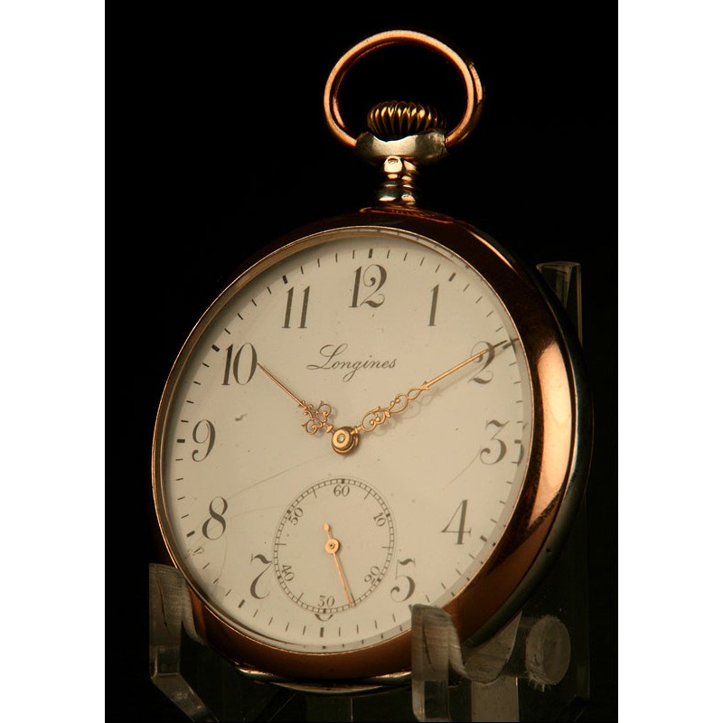Elegant Longines Solid Silver Pocket Watch, Ca. 1910. Works Perfectly