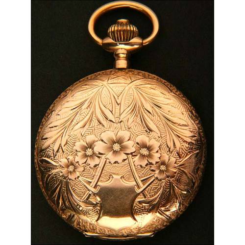 Beautiful Modernist Style and Period Pocket Watch in Solid Gold. 1893-1910