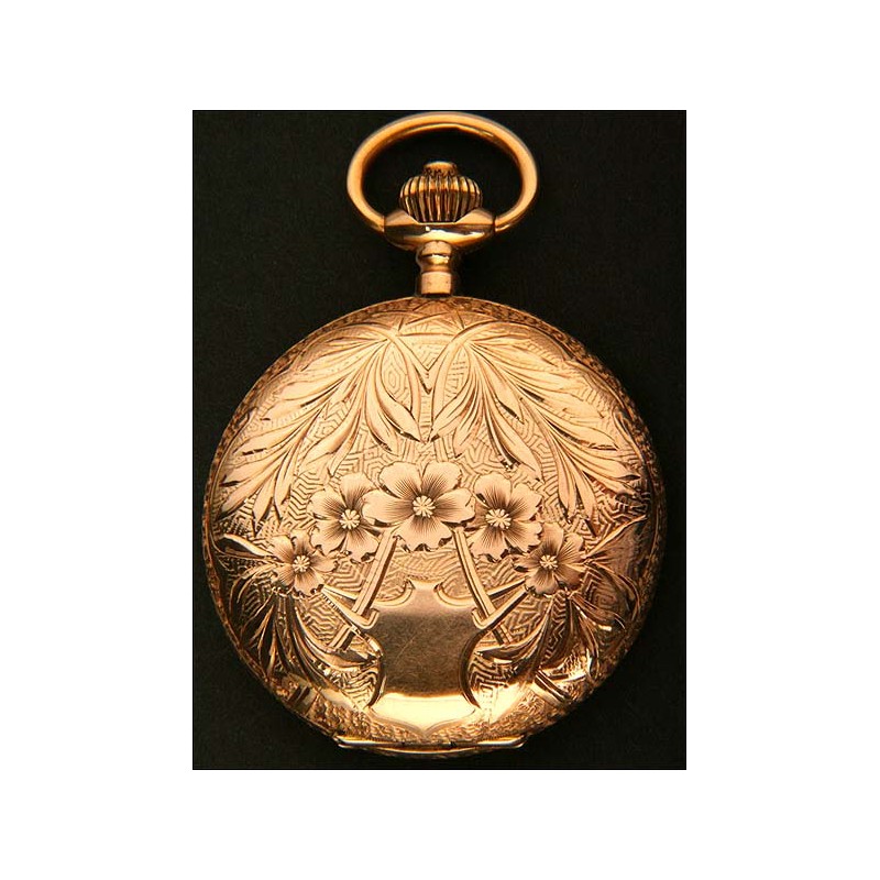 Precioso Reloj de Bolsillo de Estilo y Época Modernista en Oro Macizo. 1893-1910
